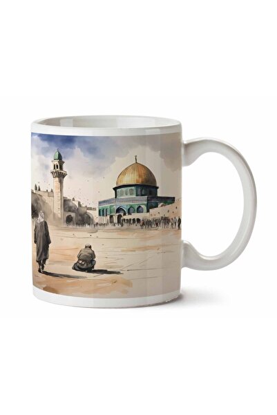 ART HEDİYE كوب مطبوع على الجانبين لمسجد الأكسا، قبة الصحراء، الحرب الفلسطينية