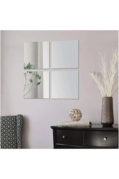 AtaDeco Aynalı Pleksi Dekoratif Kare (20x20cm) Gümüş Renk 2'li Paket