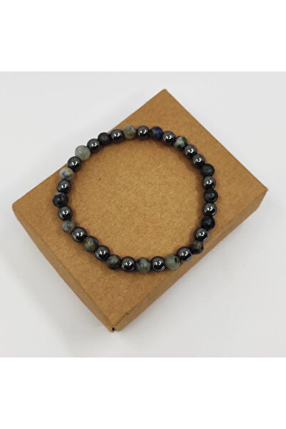 ByKolyeucum سوار من حجر الياسبر والهيماتيت الطبيعي مقاس 6 مم