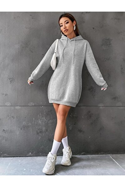 Styling Park KAPÜŞONLU SPOR RAHAT TARZ KIŞLIK TUNİK ELBİSE