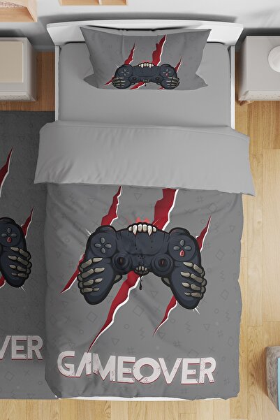 EVPANYA Gamer Oyuncu 17 Desenli Tek Kişilik Bebek Çocuk Nevresim Seti