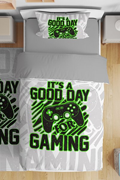 EVPANYA Gamer Oyuncu 3 Desenli Tek Kişilik Bebek Çocuk Nevresim Seti