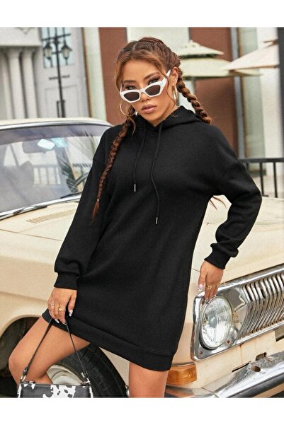 Styling Park KAPÜŞONLU SPOR RAHAT TARZ KIŞLIK TUNİK ELBİSE