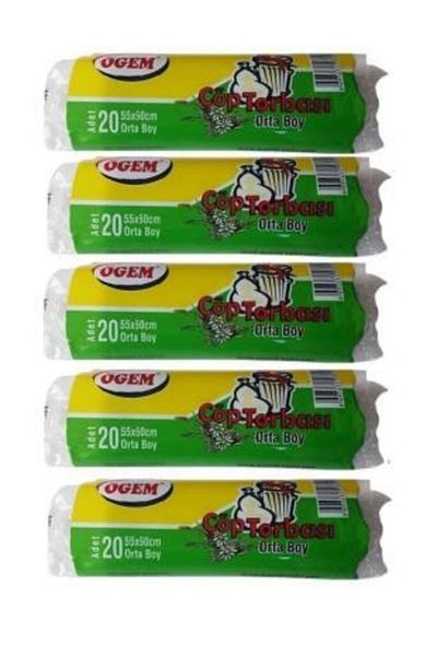 Ögem Medium Size Garbage Bag 20 Rolls 5 Pack 55x60 Cm Black