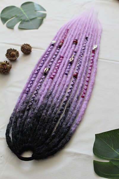 Marjinal Saç Bükücü Rasta Dreadlock Toka - siyah & lila ombre