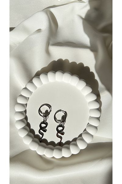 Ebru Atelier Snake Dangle Steel Earrings