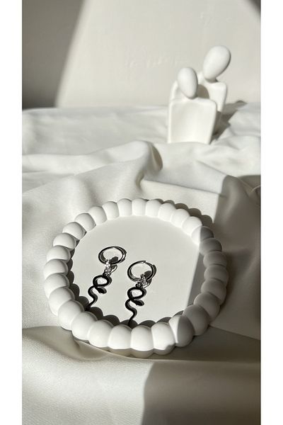 Ebru Atelier Snake Dangle Steel Earrings