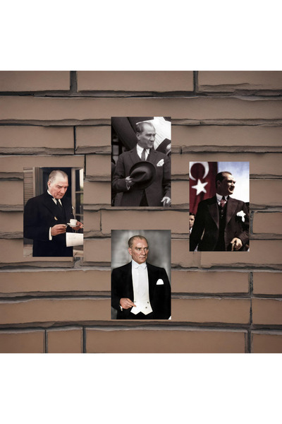 ahsaptandunyam 4'lü Atatürk Ahşap Poster Seti 10x15
