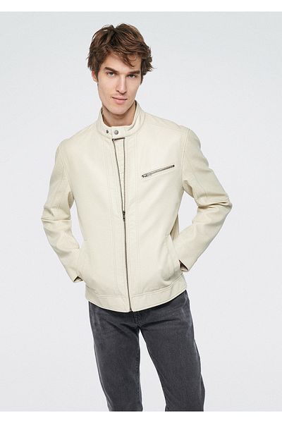 Mavi Συνθετικό δέρμα μπεζ μπουφάν Slim Fit / Slim Cut 0110146-70134