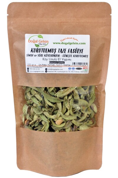 Doğal Olarak Simav'dan Doğal Gelsin Kolay Gelsin Güneşte Kurutulmuş Taze Fasülye - 100 gr