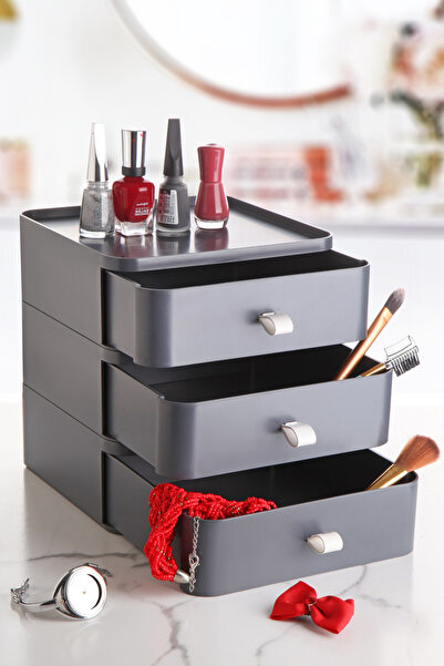 LoreLife LoreBox 3lü Takı Makyaj Ve Kozmetik Düzenleyici Çekmeceli Ofis Masa ...