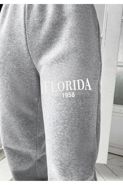 My Blog Γυναικείο φούτερ σε γκρι casual Florida με στάμπα με ελαστική μέση και πόδια
