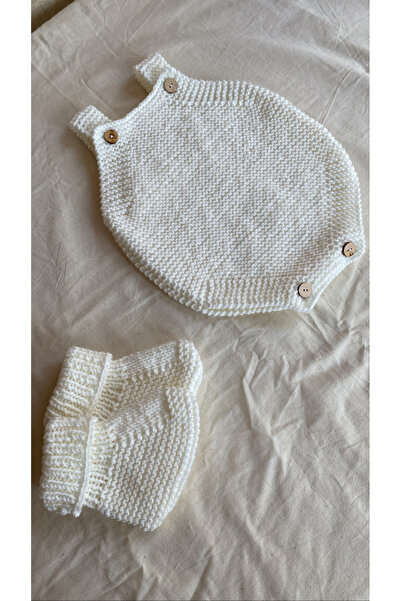 Hobihanem Tuhafiye Bebek El Yapımı Örgü Tulum-Çorap Set