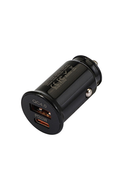 Ally TE-P10 USB Ve Type-c Çıkışlı Araç İçi Çakmaklık Hızlı Şarj Başlığı SİYAH