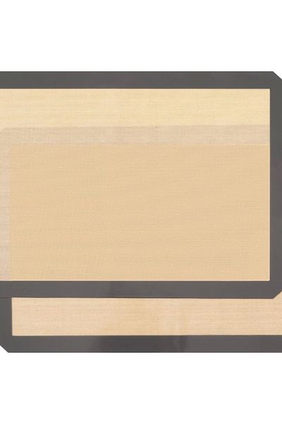 Yenigeldi 2 Pieces Gray Color Silicone Middle Edge Glass Fiber Fireproof Non-Stick Baking and Dough Rolling Mat 40*30 cm