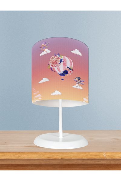 BAMBAŞKA MODA Baby and Children's Room Flying Balloon and Flower Patterned Lampshade
