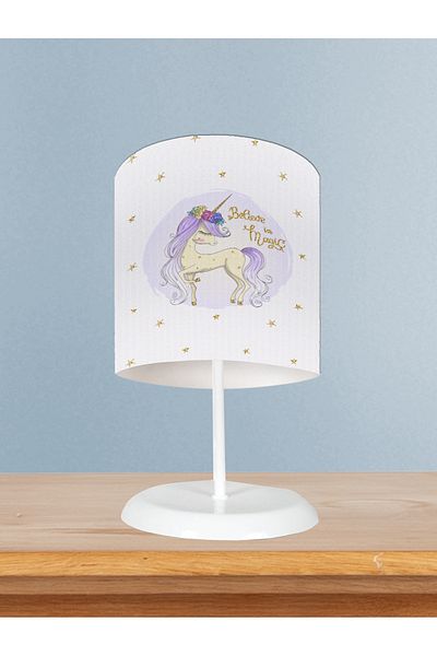 MASAL ODAM Baby and Children's Room Starry Blue Unicorn Patterned Lampshade
