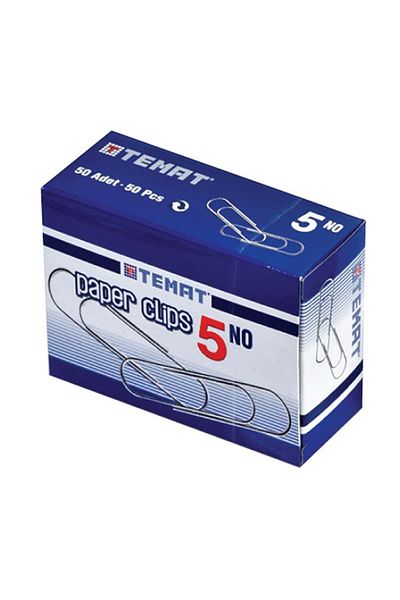 Temat 50mm Paper Clip 10pcs Box Box Oval Type Quality Nickel Plated Rust Resistant