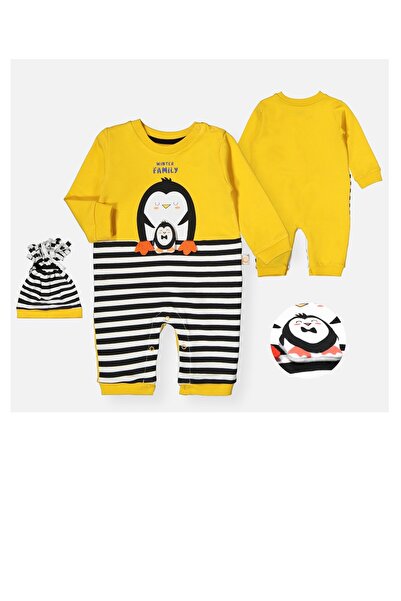 Divonette PENGUEN BASKILI ŞAPKALI BEBEK TULUMU
