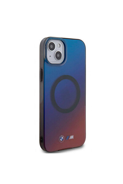 BMW iPhone 15 Plus Uyumlu Kılıf BMW Magsafe Şarj Özellik Transparan Renk Geçişli Lisanslı Kapak