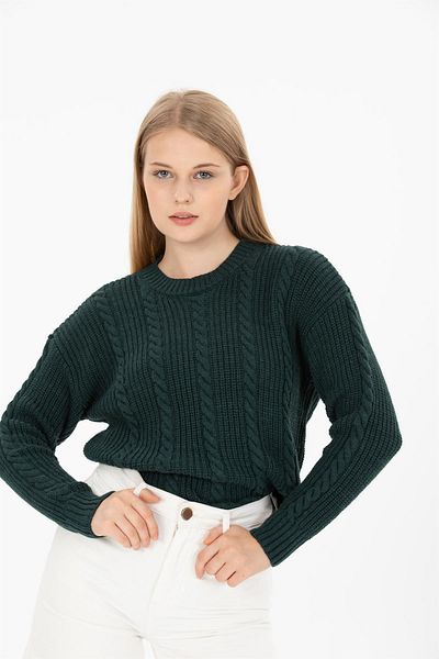 Ocean Green Braided Sweater