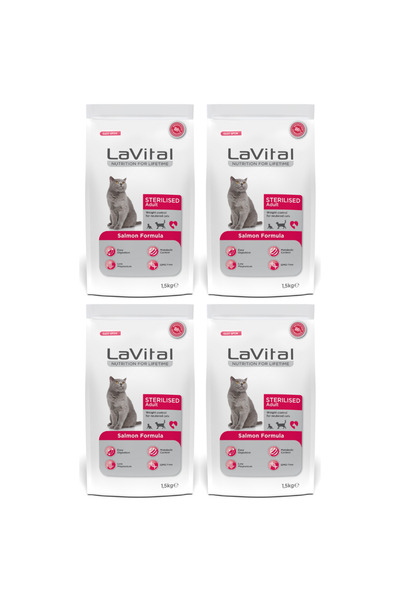 LaVital Somonlu Premium Kısır Kedi Maması 1.5 kg 4'lü Paket