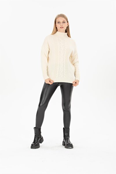 Ocean Hair Braid Cream Half Fisherman Sweater