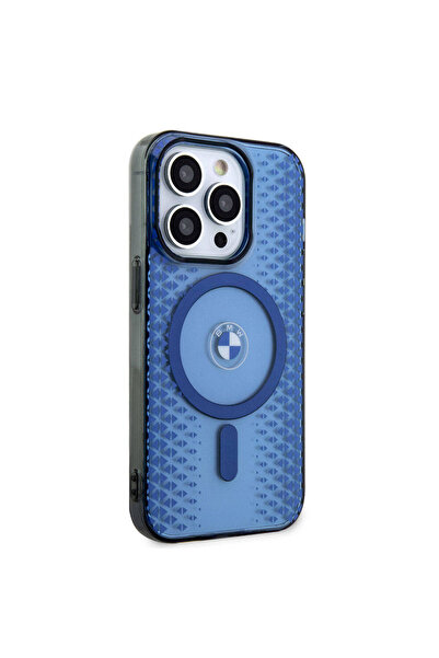BMW iPhone 15 Pro Max Uyumlu Kılıf BMW Magsafe Şarj Özellikli Transparan IML Signature Lisanslı Mavi