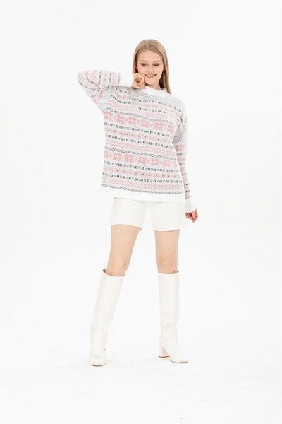 Ocean Snow Pattern White Sweater