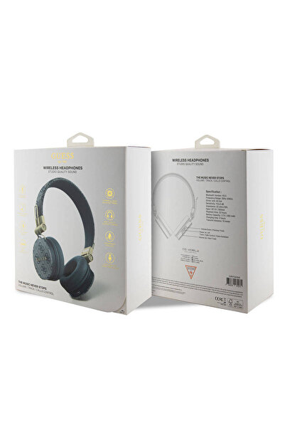 Guess Kulak Üstü Bluetooth Kulaklık Guess Lisanslı PU Deri Ayarlanabilir Tasarım Mavi