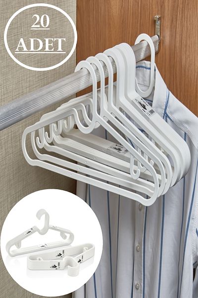 Bayev Cream 20 Pieces Clothes Hanger - Shirts Tie Hanger Plastic Hanger Model Hanger Wardrobe Hanger