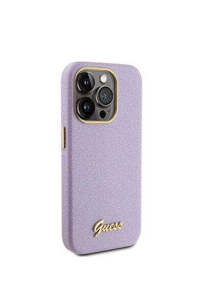 Guess iPhone 15 Pro Max Uyumlu Kılıf Guess Lisanslı Yazı Logolu Glitter Gloss...