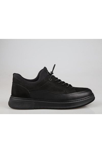 KOMCERO 3k1232 Genuine Leather Black Nubuck Men's Casual Shoes
