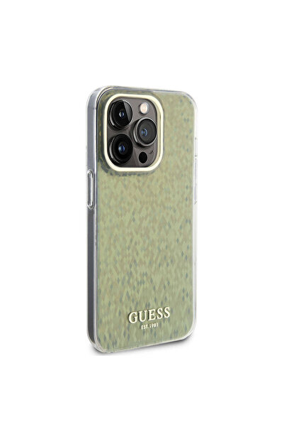 Guess iPhone 15 Pro Uyumlu Kılıf Guess Lisanslı Yazı Logolu Mirror Disco Kapa...