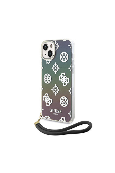 Guess iPhone 15 Plus  Uyumlu Kılıf Guess Lisanslı Yazı Logolu Askı İpli Holog...