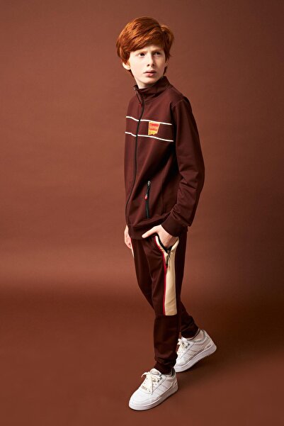 Perendi Superior Εκτύπωση Λεπτομερές σχολικό σετ αγοριών καφέ