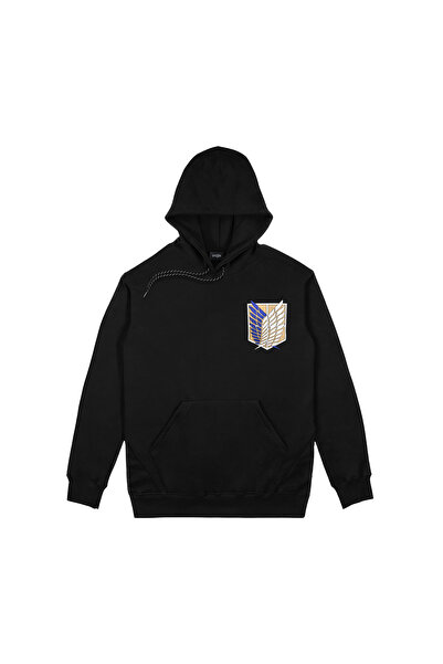 Orijin Tekstil Attack on Titan Wings of Freedom Ön Arka Baskılı Kapşonlu Sweatshirt