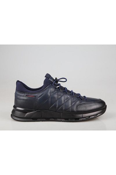 KOMCERO 3k9860 Genuine Leather Navy Blue Men's Casual Shoes