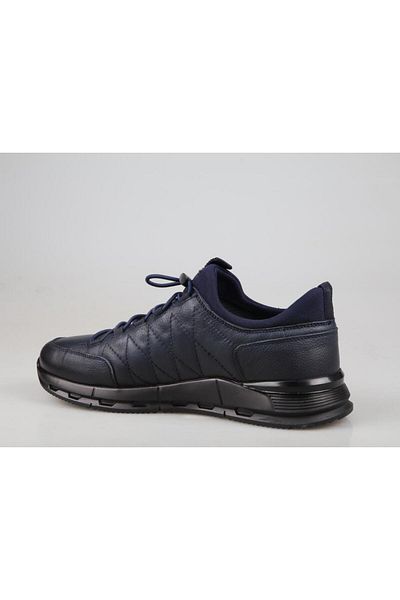 KOMCERO 3k9860 Genuine Leather Navy Blue Men's Casual Shoes