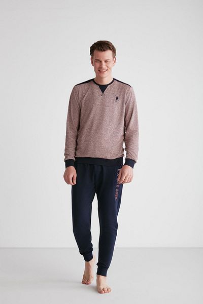 U.S. Polo Assn. Ανδρικό μακρυμάνικο μπορντό κοστούμι πιτζάμα C1T8N7O20