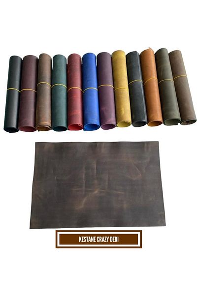DERİONLİNE Δερμάτινο Hobby A3 Premium Κάστανο Crazy