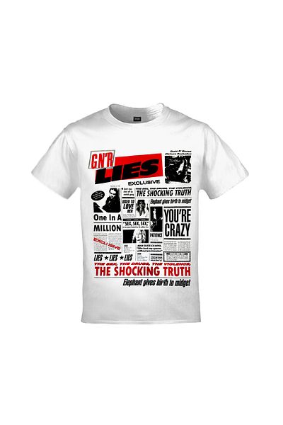 Orijin Tekstil Guns N Roses Lies Exclusive Printed Unisex White T-shirt