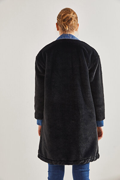 Bianco Lucci Dámský plyšový kabát s dvojitou kapsou