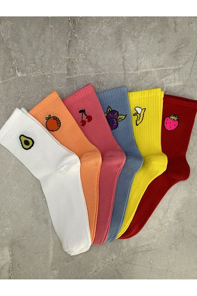 Sky Socks Комплект от 6 унисекс ароматизирани чорапи за тенис с натурални плодове и авокадо и ягода
