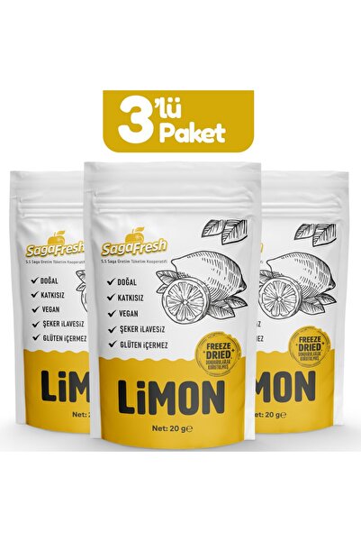 SagaFresh 3'lü Dondurularak Kurutulmuş Limon Dilimleri (3X20G)