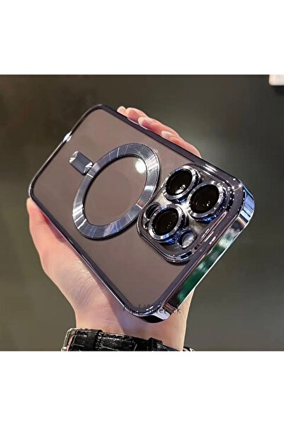 m.tk moveteck İphone 15 Pro Max Kılıf Tam Kamera Korumalı Magsafe Şarj Destekli Renkli Kenarlı Arkası Şeffaf Kapak