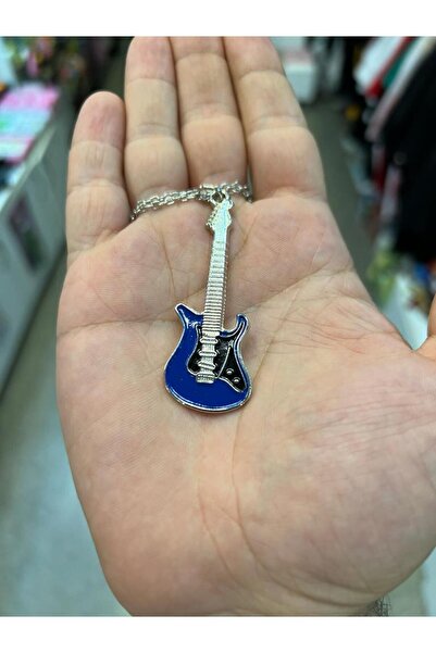 Kuzgunshop Gitar Mavi-Siyah Unisex Kolye