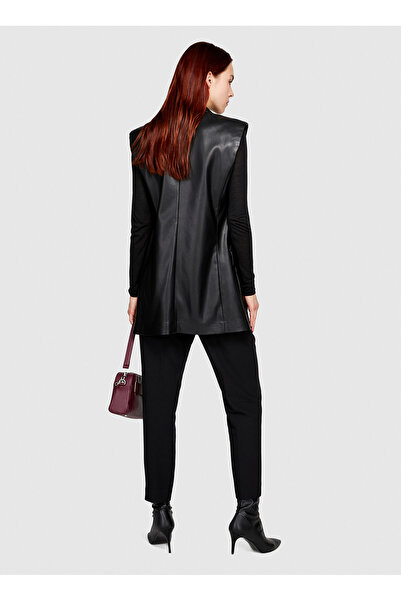 Sisley Kadın Siyah Viskoz Karışımlı Normal Bel Esnek Jogger Pantolon