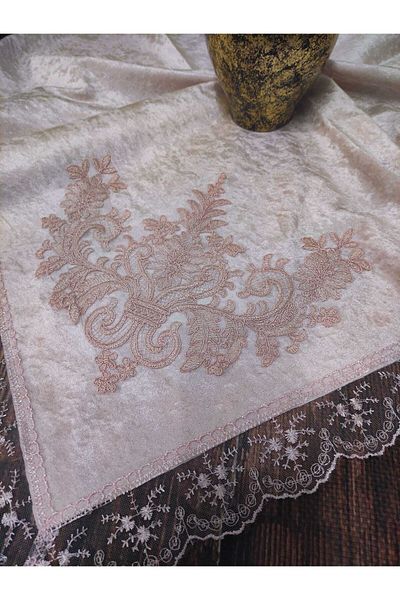 Çt Çeyizci Tekstil Pachet de zestre, Pachet de satin Pachet de logodnă din dantelă - Pulbere de catifea cu dantelă îngustă