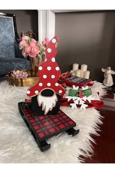 Ayd Home Gnome Dwarf Πρωτοχρονιά Ξύλινο Χριστουγεννιάτικο Στολίδι Πουά Πρωτοχρονιάτικο Κόκκινο 20 εκ.